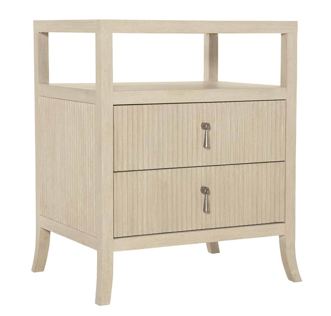 A light-colored wooden nightstand featuring two drawers with prominent reeded texture on their front… — free FBX 3D model