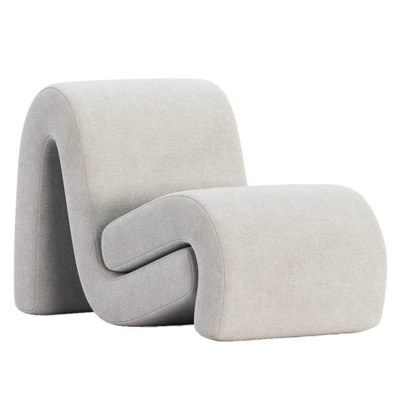 A contemporary upholstered lounge chair featuring a continuous, serpentine, and monolithic design in… — free OBJ 3D model