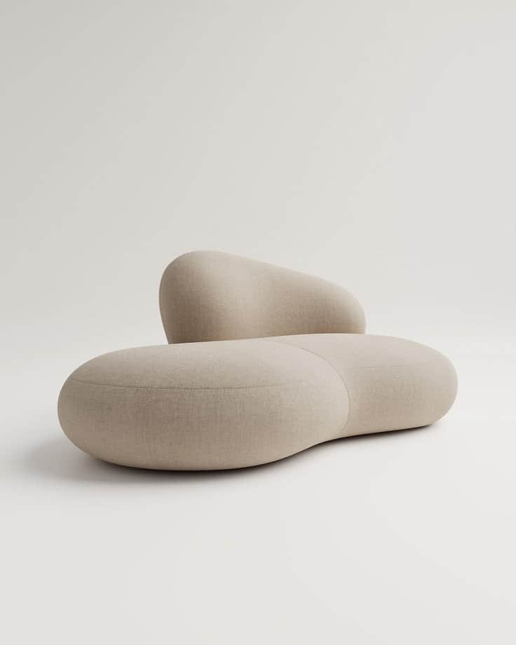 A modern, biomorphic upholstered seating unit, possibly a modular sofa component, featuring a fluid,… — 3D model
