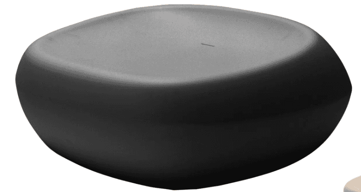 A modern, freeform stool with a smooth, matte finish. The stool has an organic, pebble-like shape, w… — 3D model