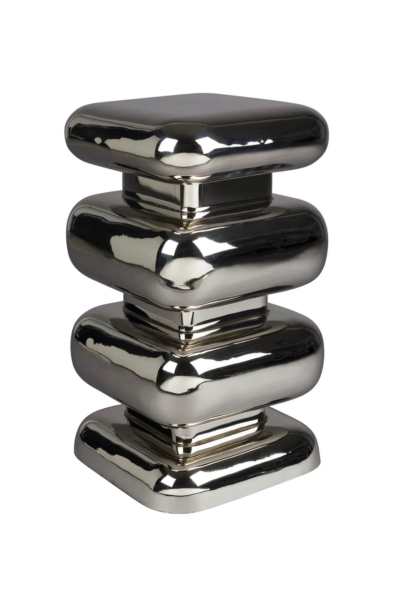 A side table with a stacked, abstract design. The structure consists of four rounded, square-like bl… — 3D model