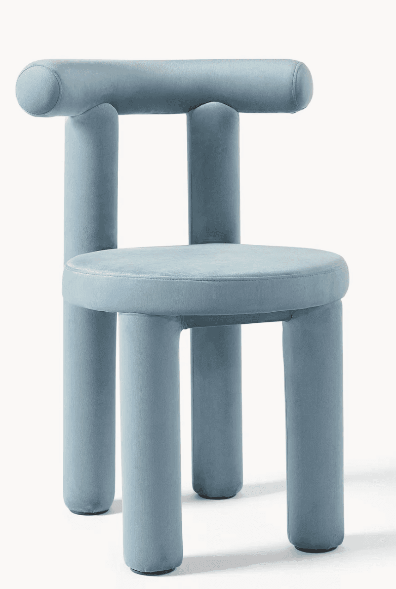 A contemporary armless chair featuring a distinctive design composed entirely of upholstered, cylind… — 3D model