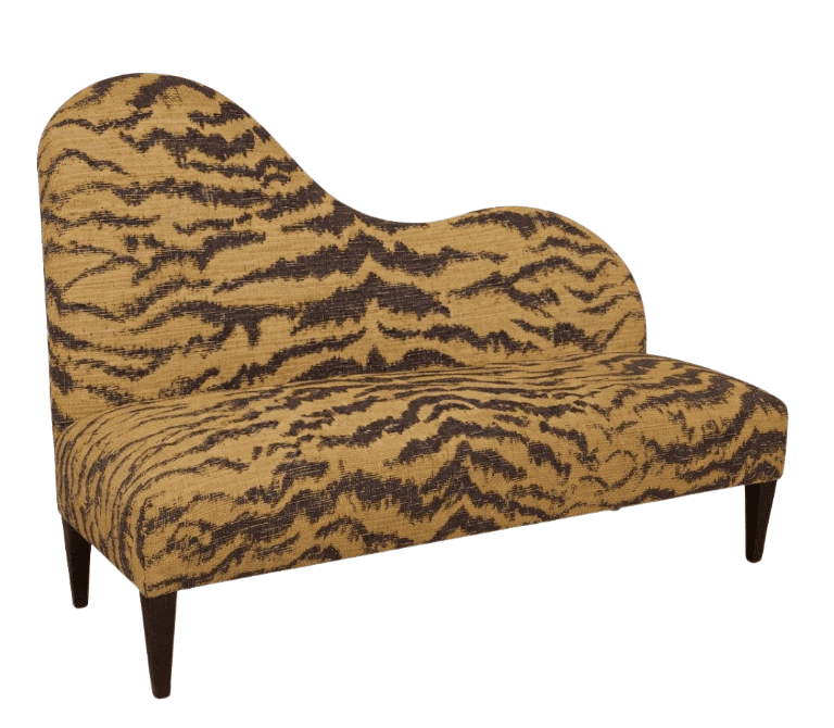 An upholstered chaise lounge featuring an asymmetrical, low-profile backrest that curves down toward… — free STL 3D model