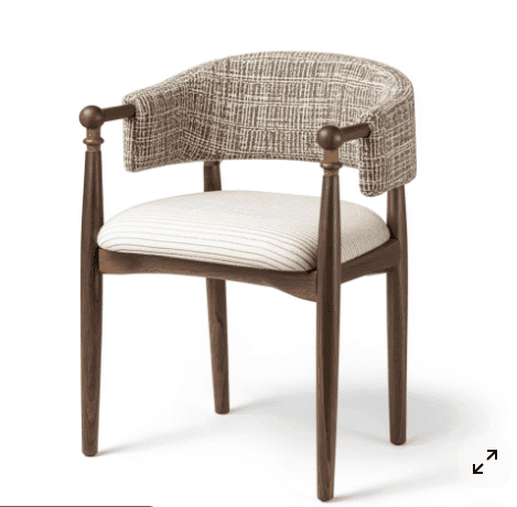 An elegantly designed contemporary armchair featuring a dark, rich wooden frame, possibly walnut. Th… — free OBJ 3D model