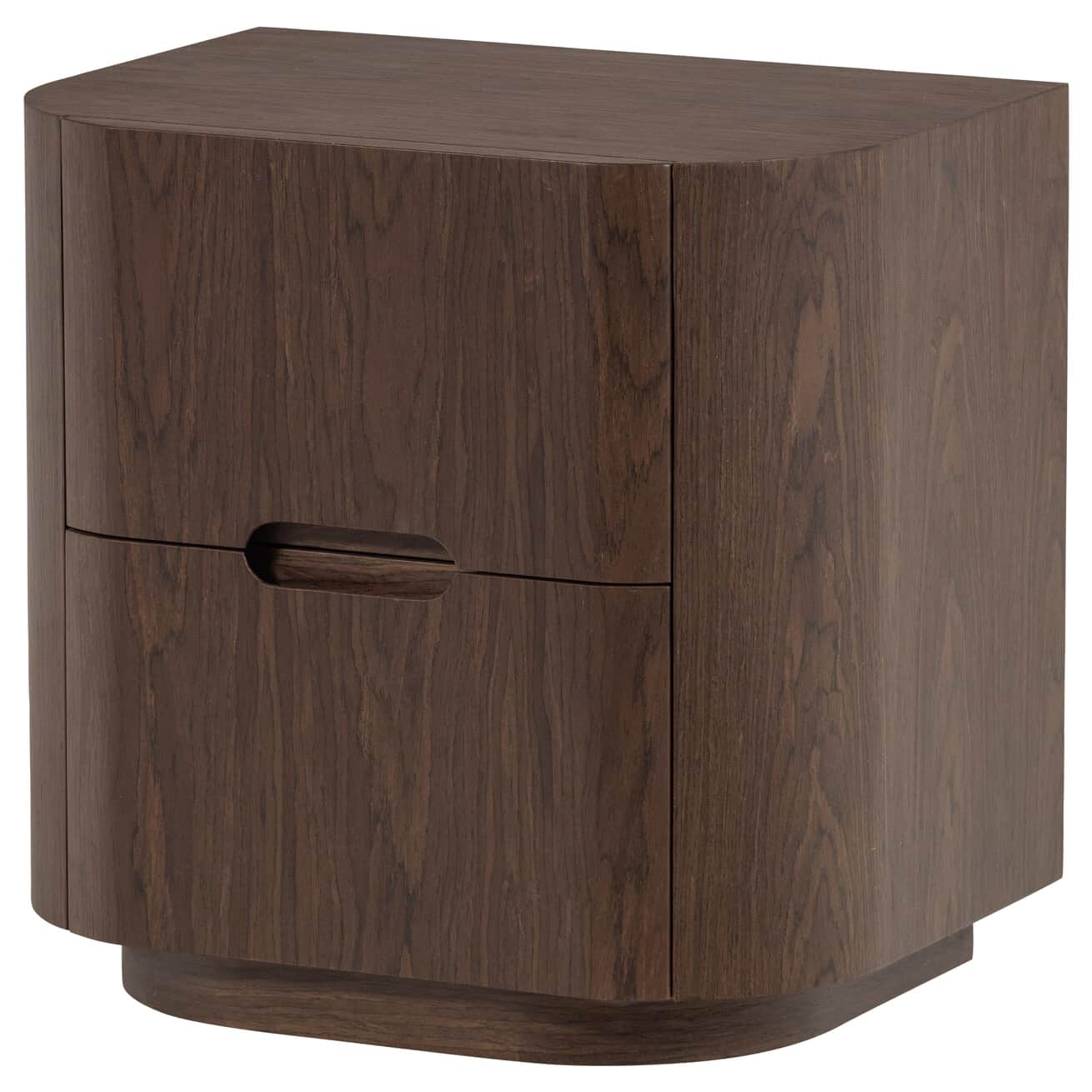 A modern nightstand with a rounded, cube-like form. It features two drawers with integrated, horizon… — free BLEND 3D model