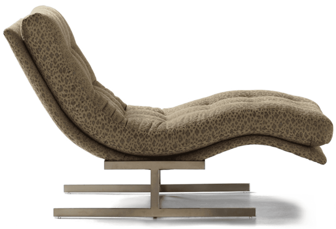 A modern chaise lounge with a curved, upholstered body supported by a minimalist metal frame. The up… — 3D model