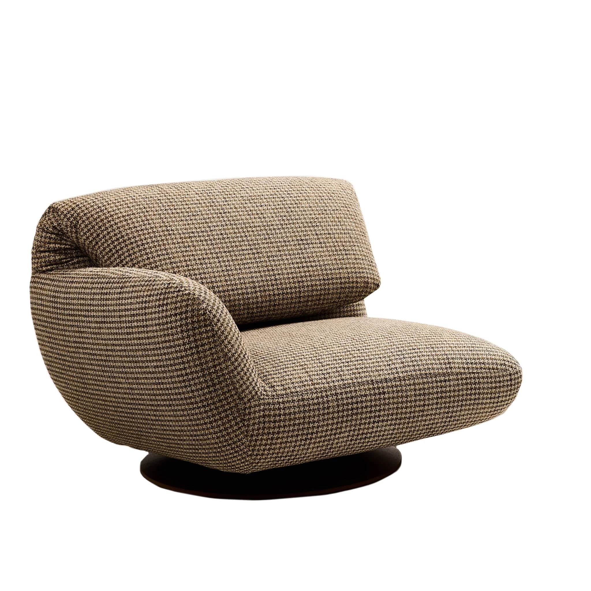 A single-seat armchair with a low profile and a rounded, sculptural form. It features a distinctive… — free OBJ 3D model