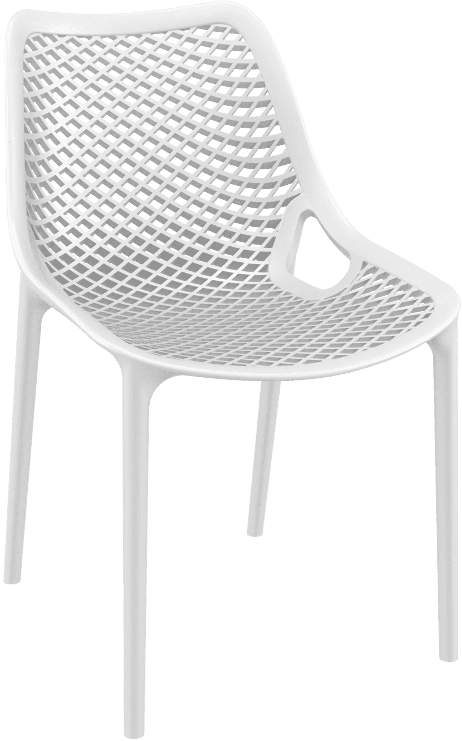A white contemporary dining chair made from molded plastic, featuring an integrated seat and backres… — 3D model