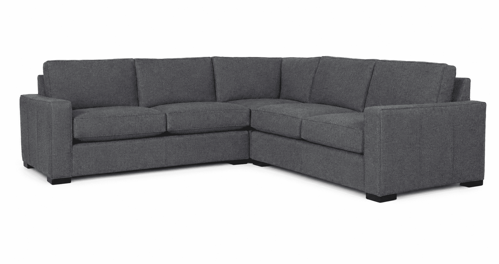 A contemporary L-shaped sectional sofa upholstered in a dark gray textured fabric, featuring clean l… — free SKP 3D model