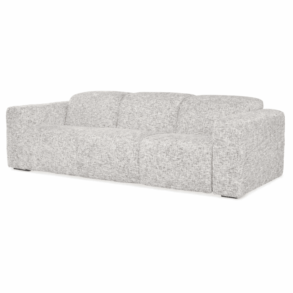 A three-seater sofa with a low profile and wide armrests. The sofa features a textured upholstery wi… — 3D model