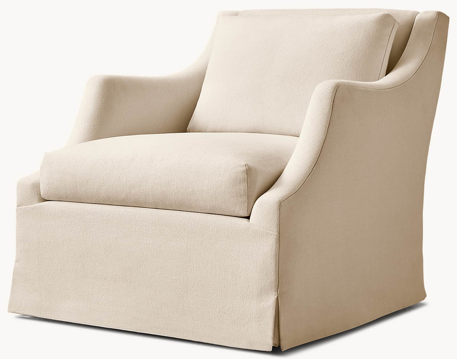 An upholstered armchair featuring a clean, contemporary design with a full skirted base. The chair i… — 3D model