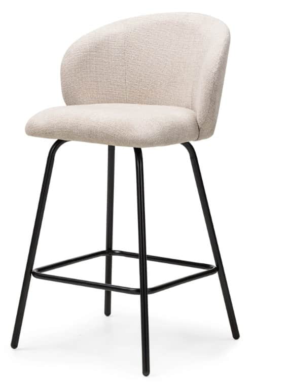 A contemporary bar stool with a gently curved backrest and a padded seat, supported by four slender… — free SKP 3D model