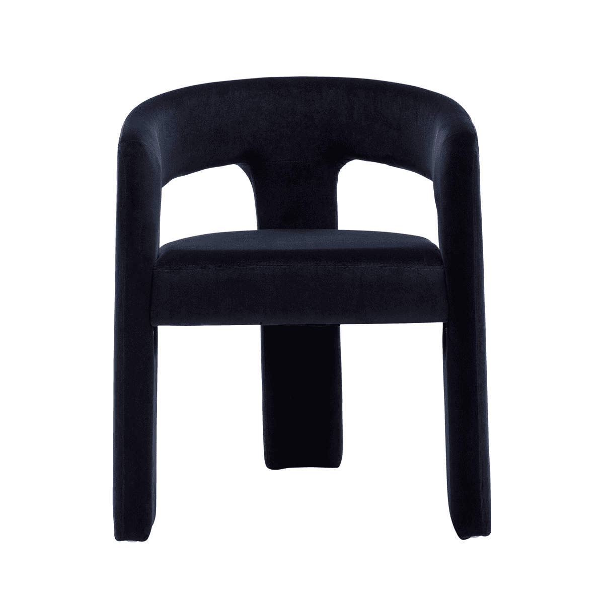 A contemporary armchair upholstered in dark fabric. It features a curved backrest that extends into… — free OBJ 3D model