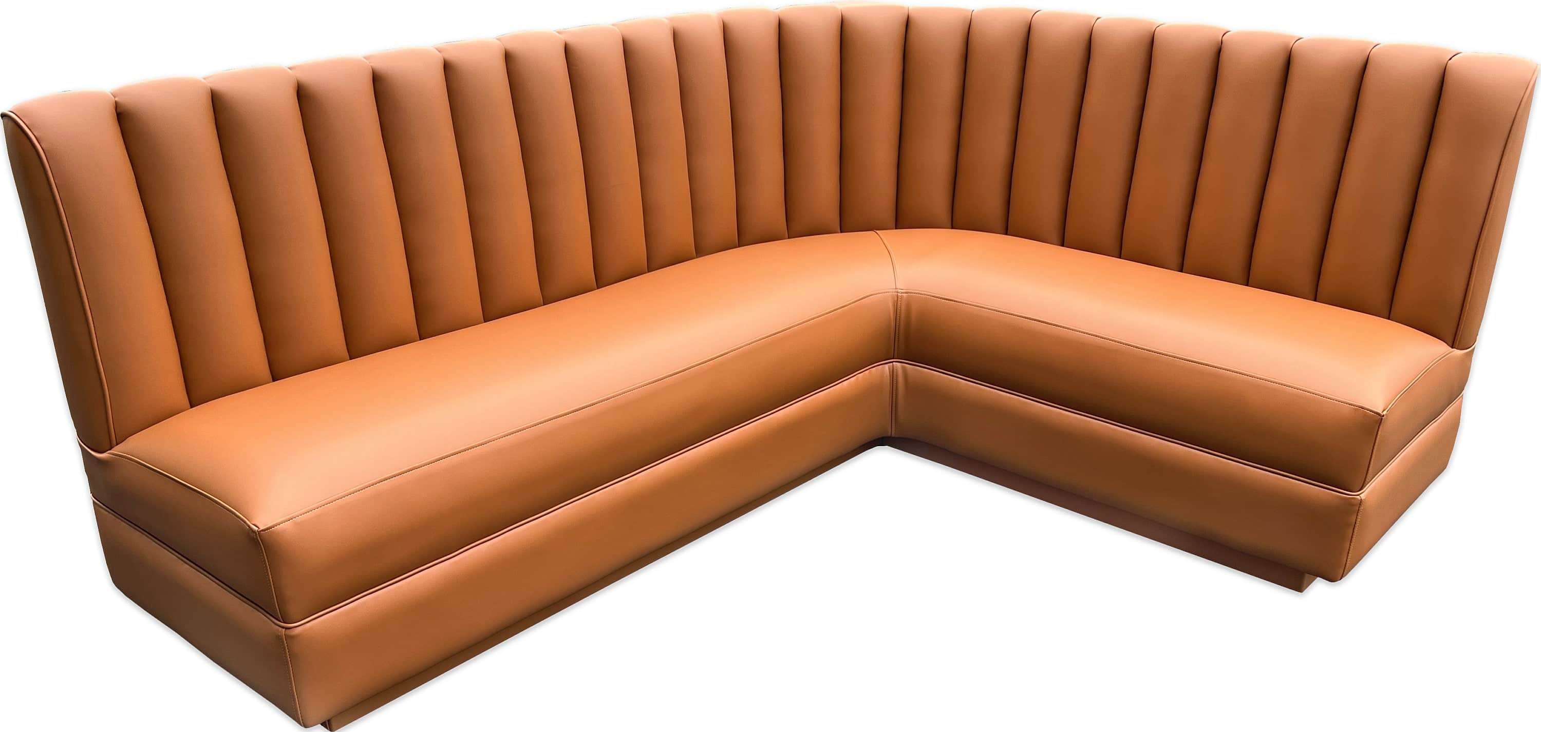 A corner booth-style seating unit with a fluted backrest and upholstered cushions. The unit is L-sha… — free BLEND 3D model