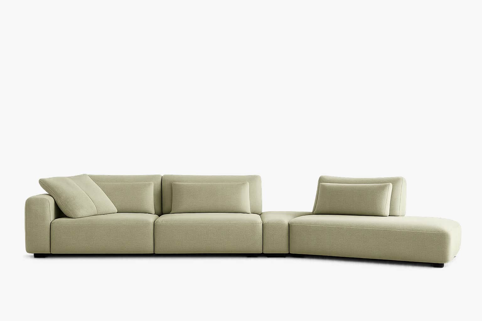 A modular sofa with clean lines and a low profile. It consists of multiple individual units that can… — 3D model