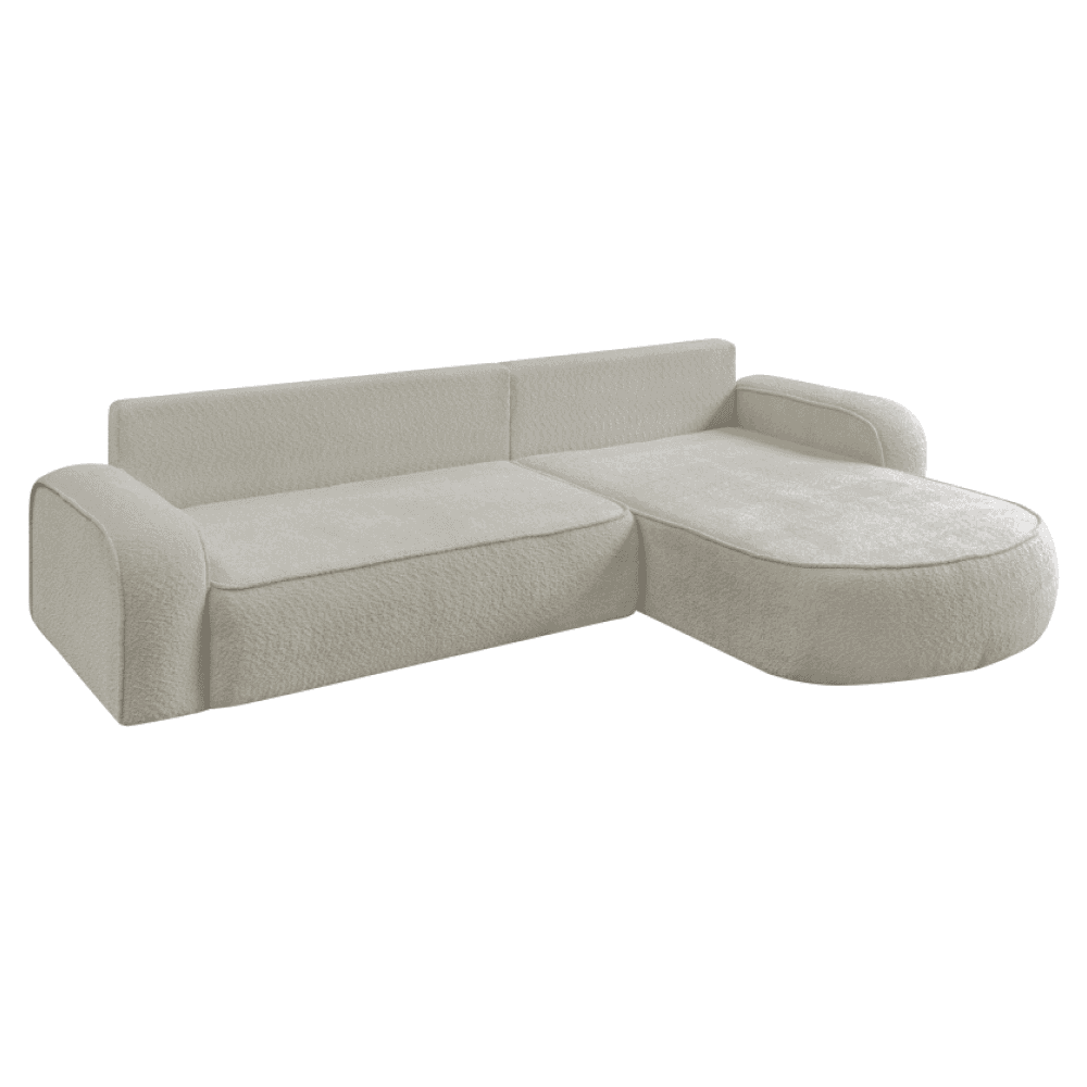 A light beige, modern sectional sofa featuring a right-hand facing chaise lounge and low-profile des… — 3D model