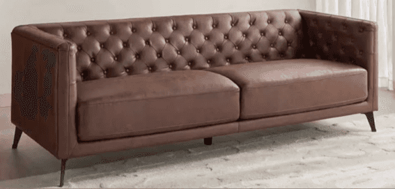 A contemporary two-seater sofa featuring deep button tufting on the backrest and interior armrests,… — 3D model