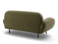 A contemporary two-seater sofa upholstered in a rich olive green fabric. The sofa features a rounded… — 3D model