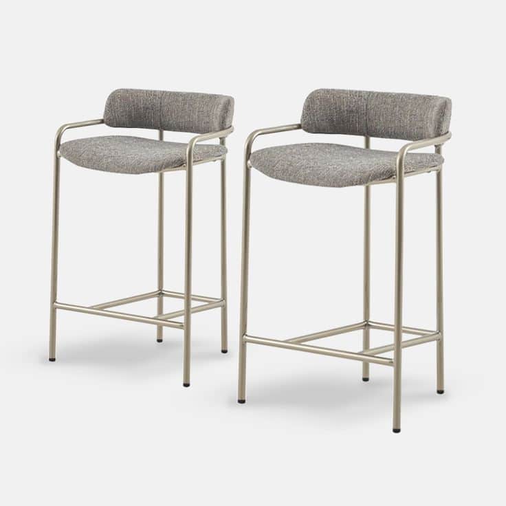 A contemporary bar stool featuring a slender tubular metal frame, upholstered seat, and a curved bac… — 3D model