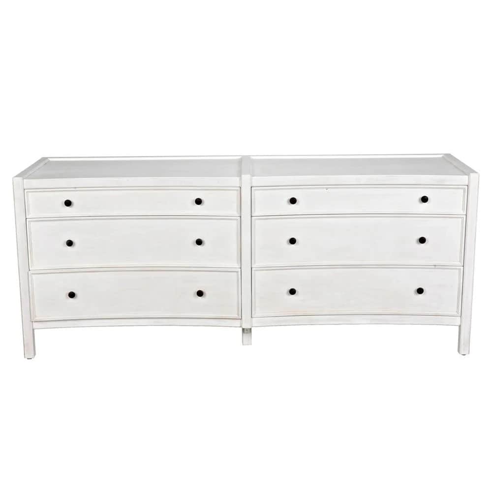 A low, horizontal dresser with two columns of drawers. The left column has three drawers, and the ri… — free OBJ 3D model
