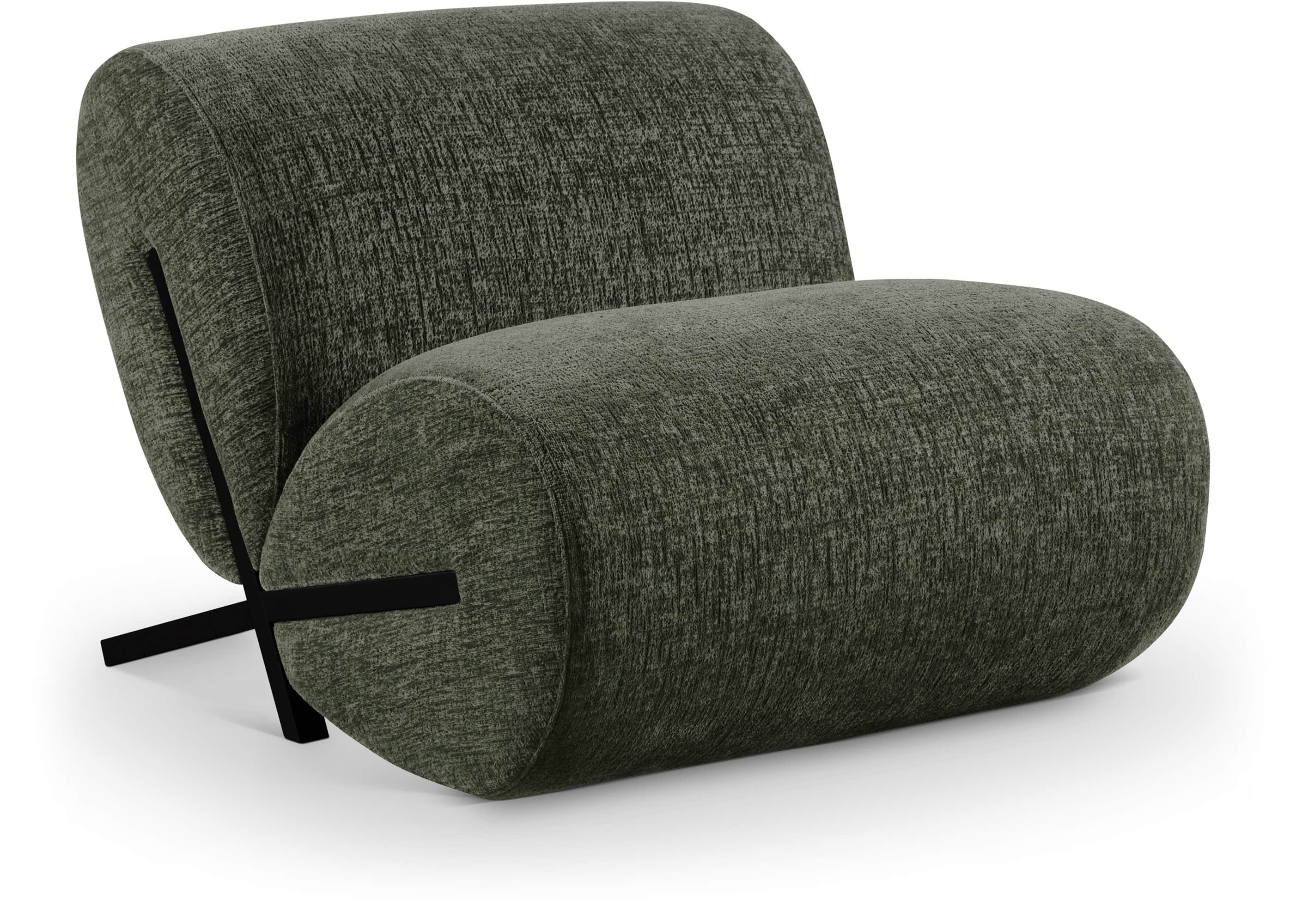 A modern lounge chair featuring a distinctive sculptural design with a cylindrical upholstered seat… — free OBJ 3D model