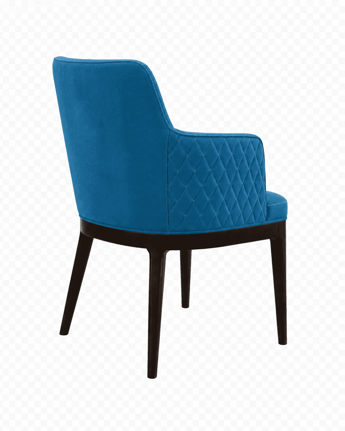 An upholstered armchair featuring a deep teal fabric with a diamond-quilted pattern on the outer bac… — 3D model