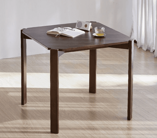 A small, contemporary accent table crafted from dark wood or wood-look material, featuring a unique… — 3D model