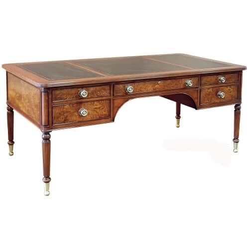 A traditional executive desk crafted from rich, reddish-brown wood, likely mahogany or a similar ven… — 3D model