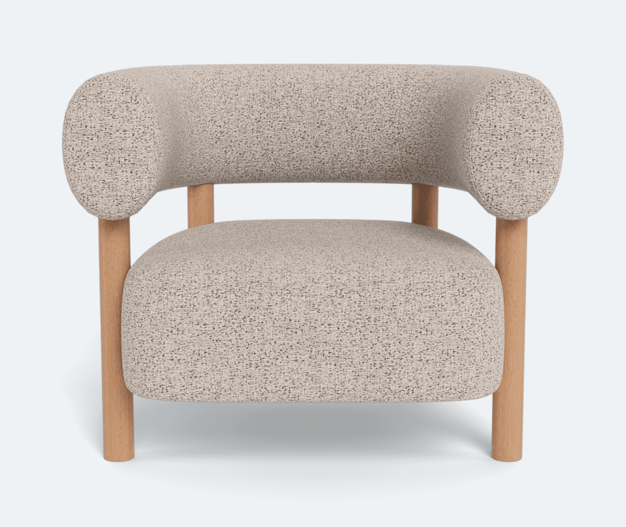 A single accent chair featuring a rounded, enveloping backrest and seat upholstered in a textured, l… — free OBJ 3D model