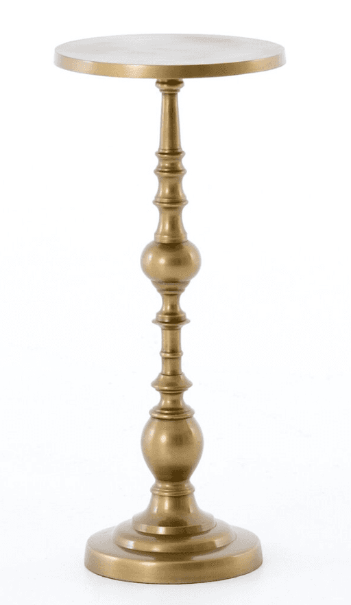 A pedestal side table with a circular top and a decorative, turned pedestal base. The pedestal featu… — 3D model
