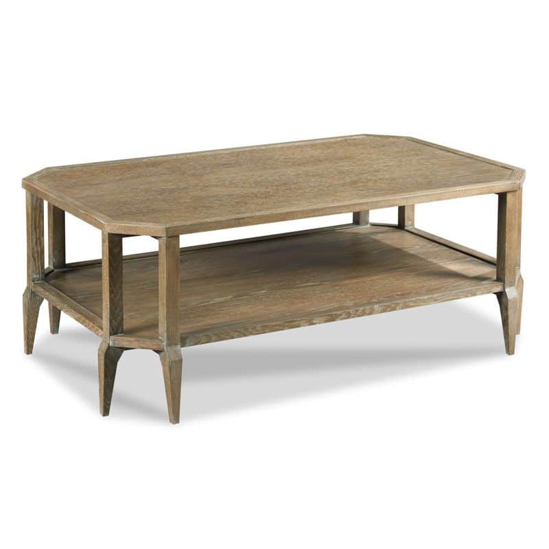 A two-tiered rectangular coffee table with tapered legs and a beveled edge on the top surface. The l… — free FBX 3D model