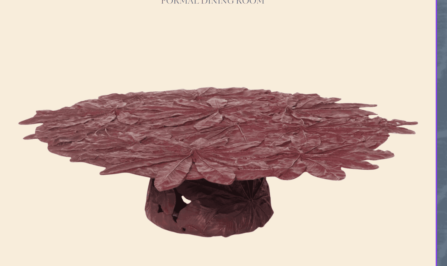 A low coffee table featuring an intricately sculpted, organic design. The tabletop is composed of nu… — 3D model