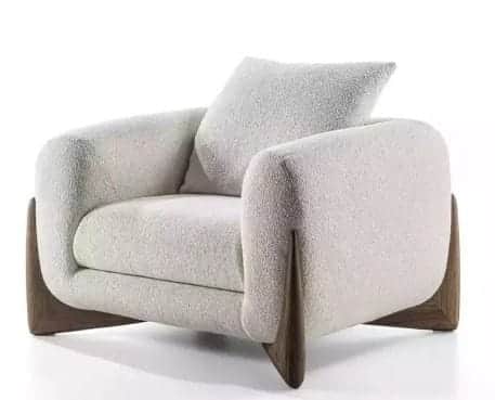 A contemporary single-seater lounge armchair featuring a plush, rounded silhouette upholstered in a… — free OBJ 3D model