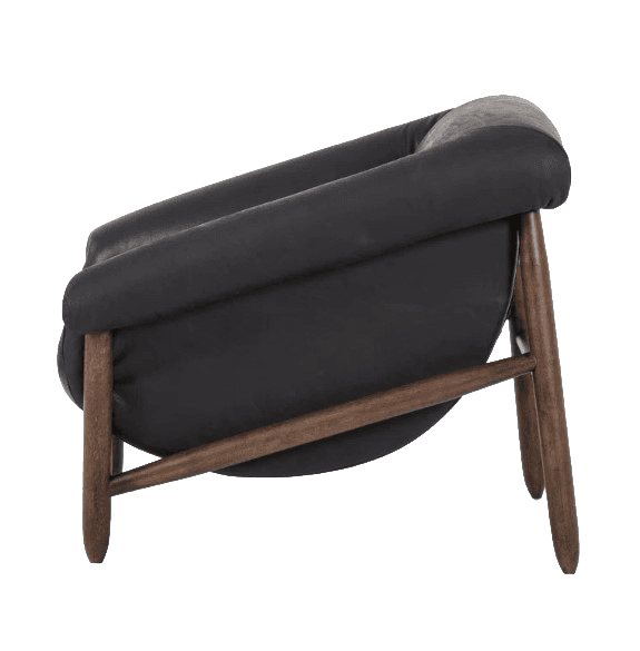 A contemporary lounge chair with a low-slung, curved profile, featuring a generously padded seat and… — 3D model