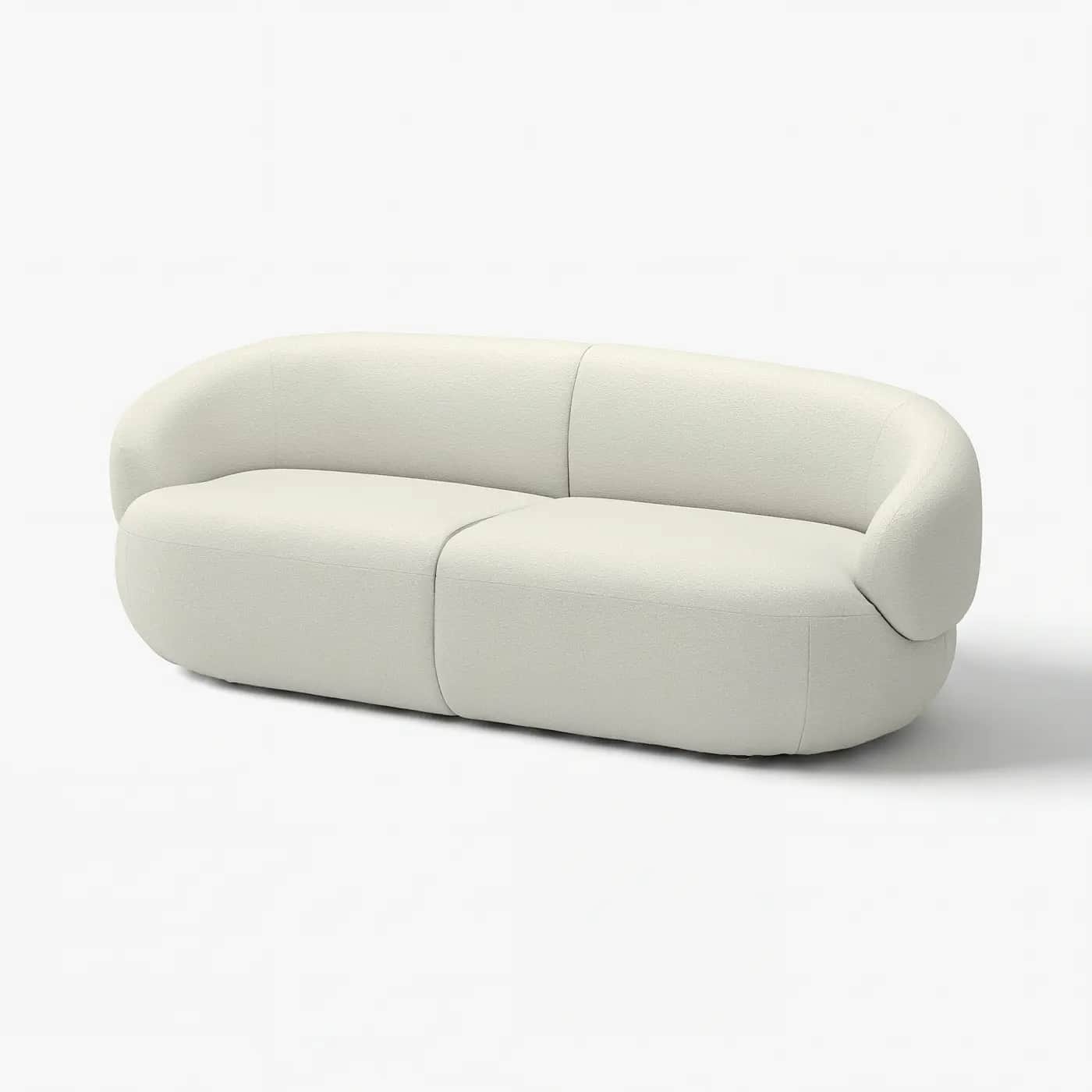 A contemporary two-seater sofa featuring a distinctively curved and organic silhouette, upholstered… — free GLTF 3D model
