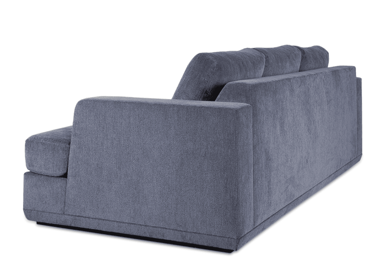 A contemporary upholstered sofa, viewed from the rear-right angle, featuring clean lines and a subst… — free GLTF 3D model