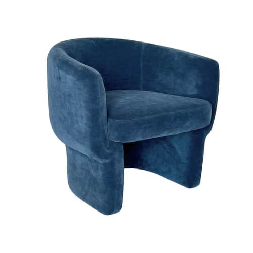 A plush, upholstered armchair with a rounded backrest that curves inward to form armrests. The seat… — free OBJ 3D model