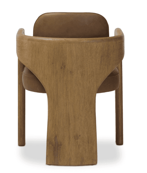 A contemporary armchair featuring a solid wood frame, likely oak, with a light brown finish and visi… — 3D model