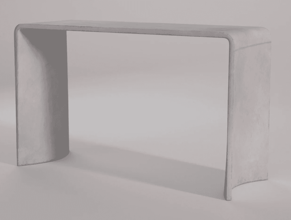 A minimalist console table with a monolithic, U-shaped design. The table features a flat, rectangula… — 3D model