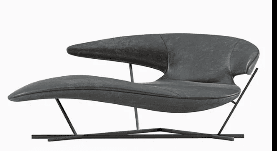 An avant-garde chaise lounge with a striking, organic form. It features a dark, textured upholstery… — 3D model