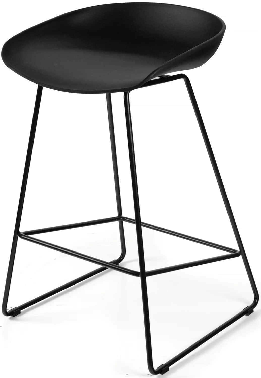 A minimalist, contemporary bar stool featuring a deeply contoured, ergonomic seat crafted from matte… — 3D model