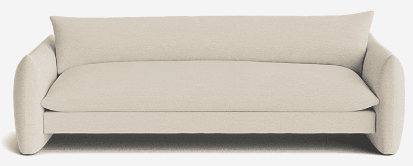 A contemporary upholstered sofa featuring a soft, light beige fabric. The design is characterized by… — 3D model