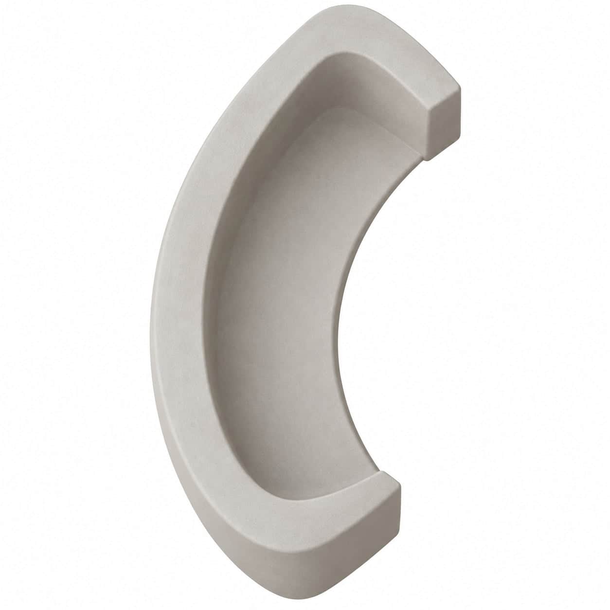 A single modular curved seating unit, resembling a 'C' shape, constructed from a solid, light gray m… — 3D model