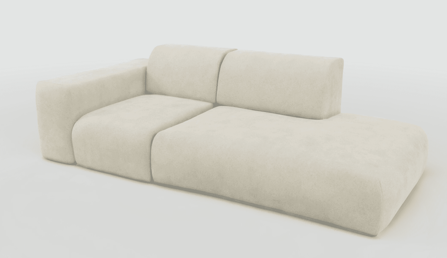 A modern, modular sofa with a low profile and rounded edges. The sofa features a sectional design wi… — 3D model