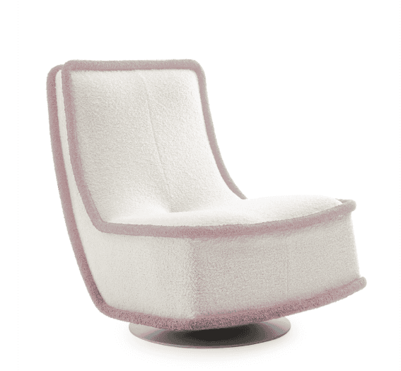 A modern armchair with a rounded, enveloping silhouette. It features a plush, textured upholstery an… — 3D model