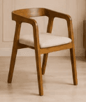 A modern armchair featuring a solid wood frame with a natural finish and an upholstered seat in a ne… — 3D model