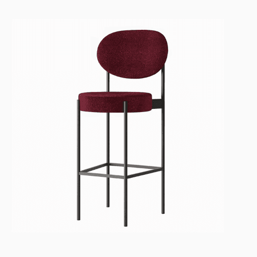 A modern bar stool with a minimalist design. It features a slender metal frame supporting a circular… — free OBJ 3D model