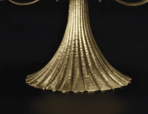 A decorative table base with a fluted, flared design reminiscent of a shell or a classical column pe… — 3D model