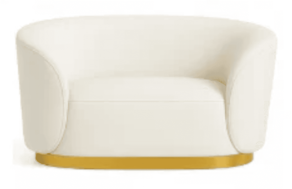A contemporary armchair with a curved silhouette, upholstered in a textured, off-white fabric. It fe… — free OBJ 3D model