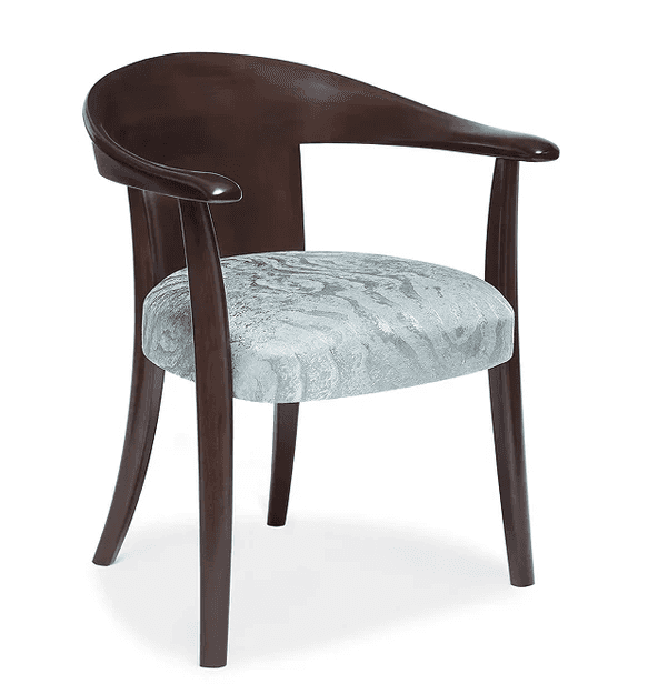 A modern armchair featuring a dark stained wooden frame with a gently curved backrest that seamlessl… — 3D model